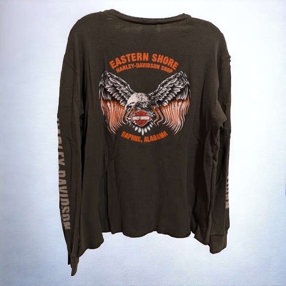 Harley Davidson Motorcycles Thermal Shirt Sleeve Spellout Alabama Men's Large - Picture 1 of 4